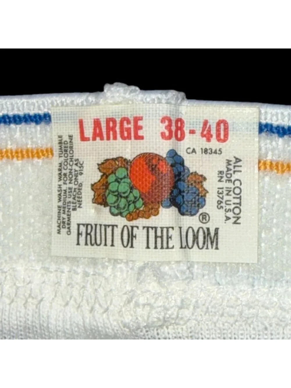 Vintage Tighty Whities Fruit of the Loom Blue Gold Stripe NOS 38-40